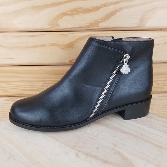 Bettye Muller 8.5 US Trinity Black Biker Leather Side Zip Booties Ankle Boot NEW - Picture 7 of 12